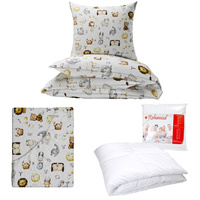 Zestaw pościeli  100x160 + 40x60 + prześcieradło we wzorze 80x160 | 104zod | kremowa | zodiak