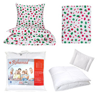 Zestaw pościeli  100x160 + 40x60 + prześcieradło we wzorze 80x160 | 151arb | biała | arbuzy owoce