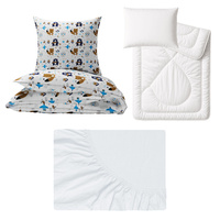 Zestaw pościeli  100x160 + 40x60 + prześcieradło jersey 80x160 | 181lis | kolorowa | zwierzątka leśne