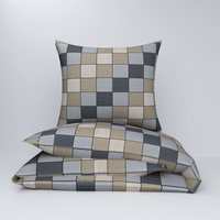 Pościel z kory 140x200 + 70x80 + 40x40 | 309B3D | beżowa | krata 3D