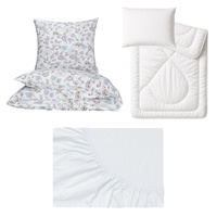 Zestaw pościeli 100x160 + 40x60 + prześcieradło jersey 80x160 | 002bor | bordowa | świąteczna Mikołaje