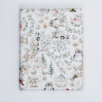 Prześcieradło z gumką do łóżeczka 80x200 bawełniane | 166swi | beżowe | świąteczna zimowa