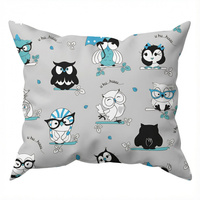 Poszewka z kory 40x40 | 148szar-turk | szara | sowy