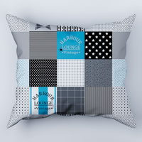 Poszewka bawełniana na poduszkę 50x50 | 190turk | czarno turkusowa | Patchwork z gwiazdą