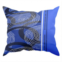 Poszewka flanela 70x80 | 183nie | niebieska | koła pasy geometria