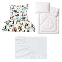 Zestaw pościeli 100x160 + 40x60 + prześcieradło jersey 80x160 | 114zie | kolorowa | zwierzątka
