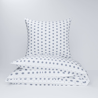 Pościel z kory 200x220 + poszewki na poduszkę 2*70x80 | 485bsz | biało szara | grochy