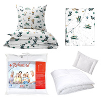 Zestaw pościeli 100x160 + 40x60 + prześcieradło we wzorze 80x160 | 081sam | biała | samoloty balony