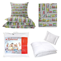 Zestaw pościeli  100x160 + 50x60 + prześcieradło we wzorze 80x160 | 266sza | szara | pociagi ciuchcie