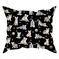 Poszewka bawełniana na jaśka 40x40 | 432C3D | czarna | koty