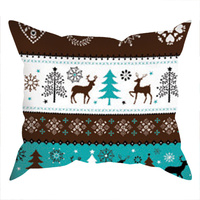 Poszewka bawełniana na jaśka 40x40 | 446tur | szaro turkusowa | świąteczny renifery