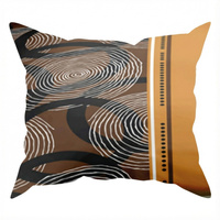 Poszewka flanela 50x60 | 183bra | brązowa | koła pasy geometria