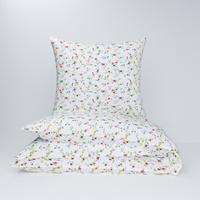 Pościel bawełniana 200x200 + poszewki na poduszkę 2*70x80 | D209red | biała | kwiaty