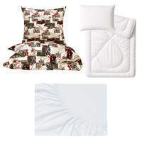 Zestaw pościeli  100x160 + 50x60 + prześcieradło jersey 80x160 | 245ecr | ecri | samochody