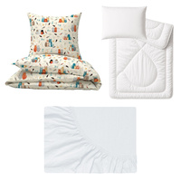 Zestaw pościeli  100x160 + 50x60 + prześcieradło jersey 80x160 | 432kol | kolorowa | koty pupile