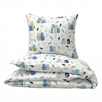 Pościel dla dziecka bawełniana 120x180 + poszewka na poduszkę 70x80 | 432nie | biało niebieska | koty pupile