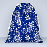 Worek szkolny na buty | 116grn | granatowy | kwiaty lilie