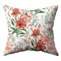 Poszewka bawełniana na poduszkę 40x60 | 382Ncz | czerwona | kwiaty