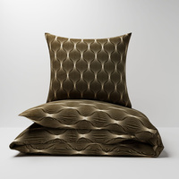 Pościel bawełniana 200x220 + poszewki na poduszkę 2*70x80 | 093bra | brązowa | wzór graficzny | wzór graficzny