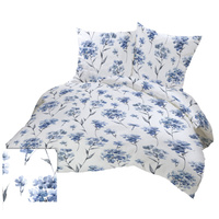 Pościel dla dziecka bawełniana 120x160 + poszewka na poduszkę 50x60 | 382cha | biało niebieska | kwiaty