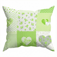 Poszewka z kory 40x40 | 137zielony | zielona | patchwork z sercami