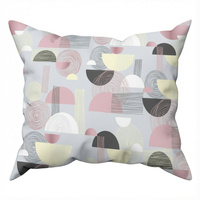 Poszewka z kory 40x40 | 049róż | szaro różowa | geometryczny