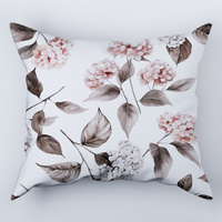 Poszewka flanela 40x40 | 382HBE | biało beżowa | kwiaty hortensje