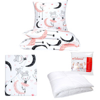 Zestaw pościeli  100x160 + 40x60 + prześcieradło we wzorze 80x160 | 436łosoś | biała | baletnice