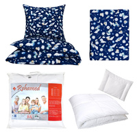 Zestaw pościeli 100x160 + 40x60 + prześcieradło we wzorze 80x160 | 202ufo | granatowa | planety kosmos