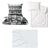 Zestaw pościeli 100x160 + 50x60 + prześcieradło jersey 80x160 | 164sza | szara | świąteczna