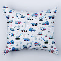 Poszewka bawełniana na poduszkę 70x80 | 404blu | niebieska | koparki