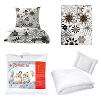 Zestaw pościeli 100x160 + 40x60 + prześcieradło we wzorze 80x160 | 068brąz | biało brązowa | kwiaty