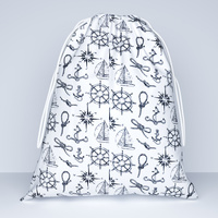 Worek na pościel do przedszkola żłobka | 040grn | biało granatowy | kotwice