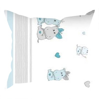 Poszewka bawełniana na poduszkę 50x80 | Hipcie miętowe | miętowa | hipopotamy