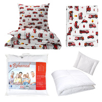 Zestaw pościeli  100x160 + 50x60 + prześcieradło we wzorze 80x160 | 217bia | biała | strażacy