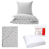 Zestaw pościeli  100x160 + 50x60 + prześcieradło we wzorze 80x160 | 188b-r | biało różowa | gwiazdy