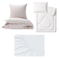 Zestaw pościeli  100x160 + 50x60 + prześcieradło jersey 80x160 | 314róż | różowa | słonie