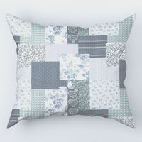 Poszewka z kory 50x60 | 137Nmi | szaro miętowa | patchwork z sercami