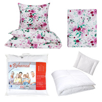 Zestaw pościeli 100x160 + 40x60 + prześcieradło we wzorze 80x160 | 082N3D | wrzosowa | kwiaty róże