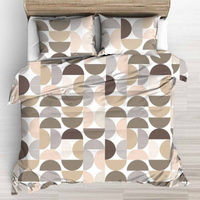 Pościel bawełniana 200x220 + poszewki na poduszkę 2*70x80 | D038beż | beżowa | wzór geometryczny