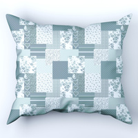 Poszewka bawełniana na poduszkę 50x70 | 137Nmi | szaro miętowa | patchwork z sercami
