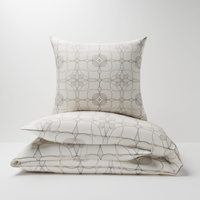 Pościel bawełniana 200x220 + poszewki na poduszkę 2*70x80 | 313bra | beżowa | wzór geometryczny