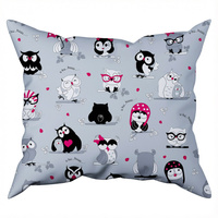 Poszewka z kory 40x40 | 148szar-roz | szara | sowy