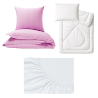 Zestaw pościeli  100x160 + 50x60 + prześcieradło jersey 80x160 | 401róż | różowa | gwiazdy