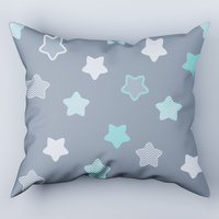 Poszewka bawełniana na poduszkę 40x60 | 300mie | szaro miętowa | gwiazdki