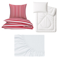 Zestaw pościeli 100x160 + 40x60 + prześcieradło jersey 80x160 | 213red | bialo czerwona | pasy paski