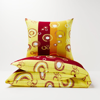 Pościel z kory 140x200 + poszewka na poduszkę 70x80 | 034z-p | żółto pomarańczowa | bąbelki