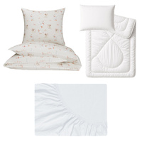 Zestaw pościeli  100x160 + 40x60 + prześcieradło jersey 80x160 | 002bor | bordowa | świąteczna Mikołaje