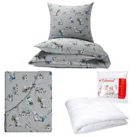 Zestaw pościeli  100x160 + 40x60 + prześcieradło we wzorze 80x160 | 502sza | szara | króliczki