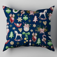 Poszewka bawełniana na poduszkę 60x70 | 130granat | granatowa | świąteczna